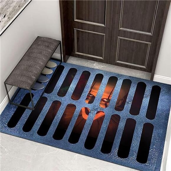 Halloween 3D Illusion Clown Doormat (19.7 "x31.4") Halloween Clown Drain Doormat - Picture 6 of 7